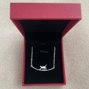 Sterling Silver Climbing Cat Necklace